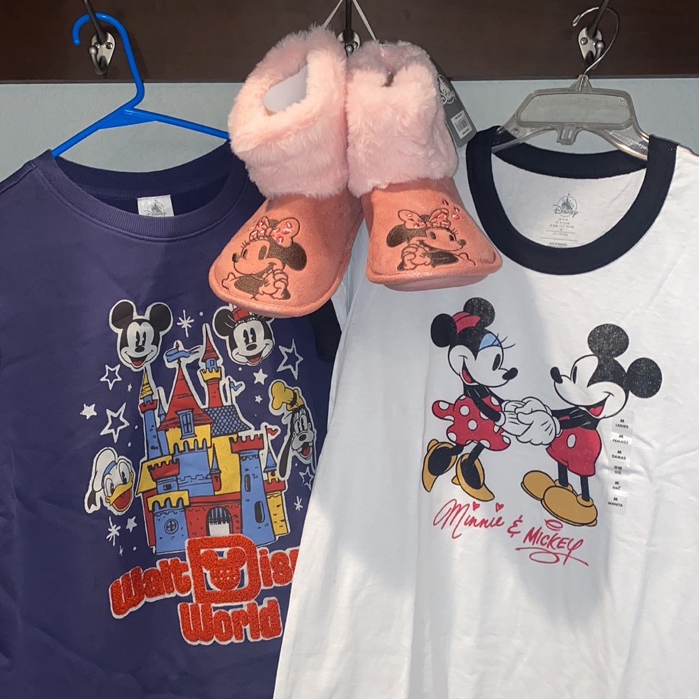 NWT Disney Bundle - 2 tops + slippers